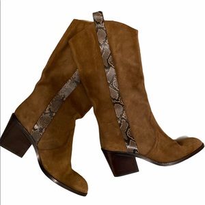 GORGEOUS Donald Pliner suede python western boots